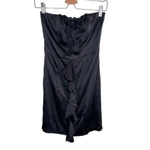 Express y2k babydoll Strapless Black silk Ruffle mini Dress Size 4
